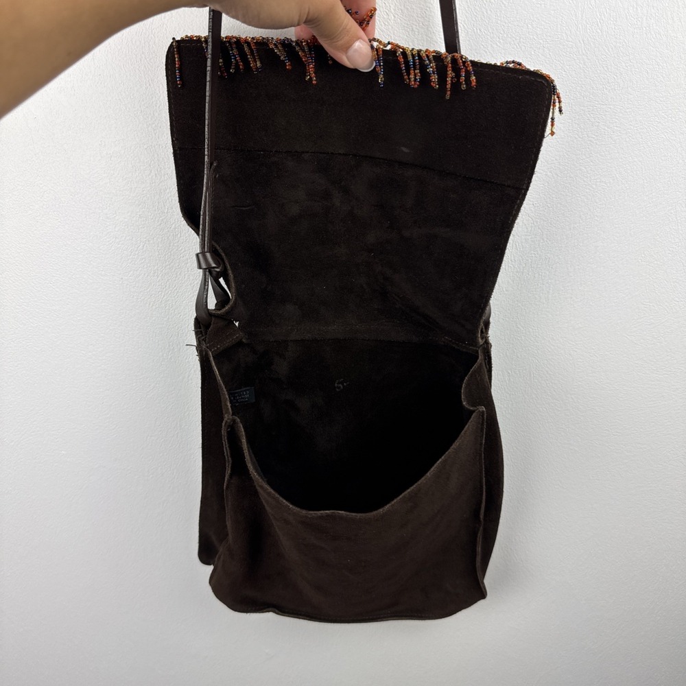 The Limited Purse Crossbody Genuine Brown Leather Beaded Work Multicolor Small - Picture 10 of 14
